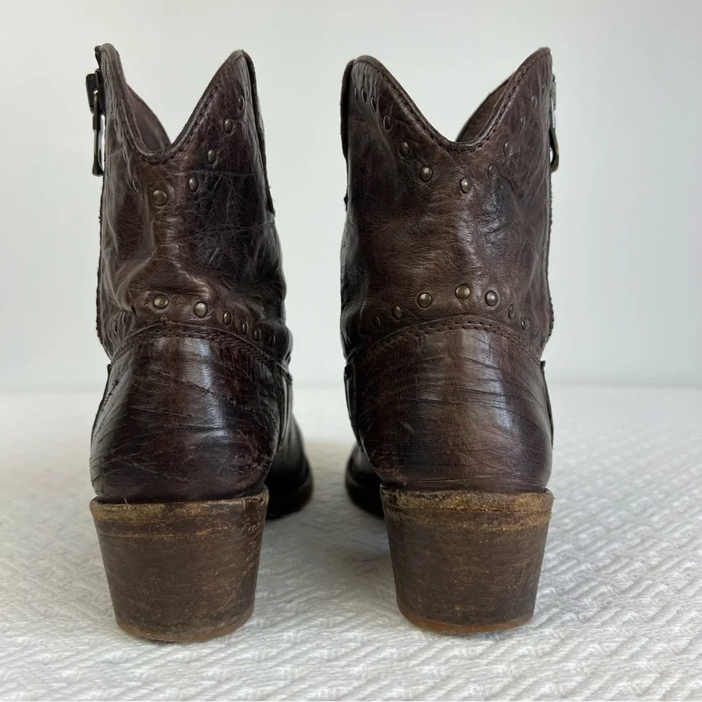 Gardenia Copenhagen Distressed Leather Cowboy Ankle Boots - Boho Chic sz 40 / 9 - Picture 5 of 13